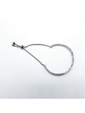 Adornia Silver Curved Bar Bracelet Slider Adjustable Minimalist NWT